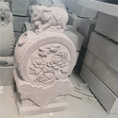 花崗巖抱鼓石 傳統(tǒng)石雕工藝，招財納福的鎮(zhèn)宅擺件